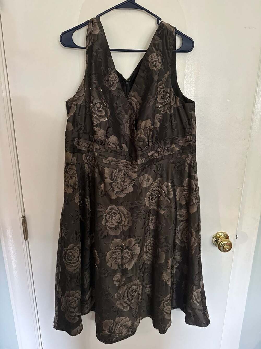Coldwater Creek Brown Floral Midi Beaded